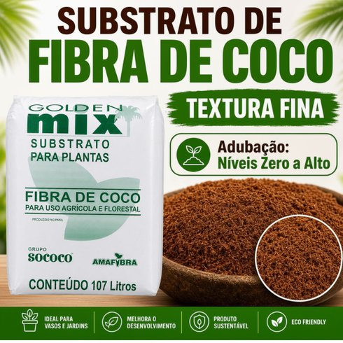 substrato golden mix 47 fibra de coco amafibra 107 litros capa nova
