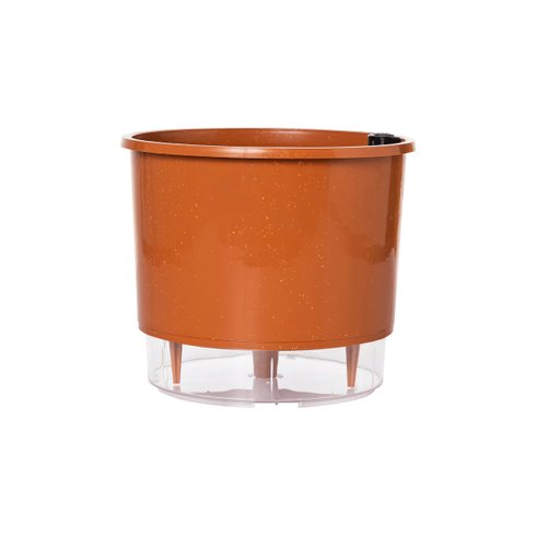 vaso auto irrigavel reciclado n4 21 x 19 cm colecao terrazo raiz cor terracota