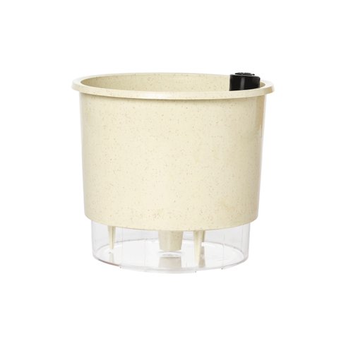 vaso auto irrigavel reciclado n4 21 x 19 cm colecao terrazo raiz cor calcario