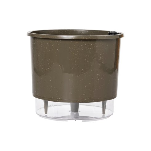 vaso auto irrigavel reciclado n4 21 x 19 cm colecao terrazo raiz cor basalto